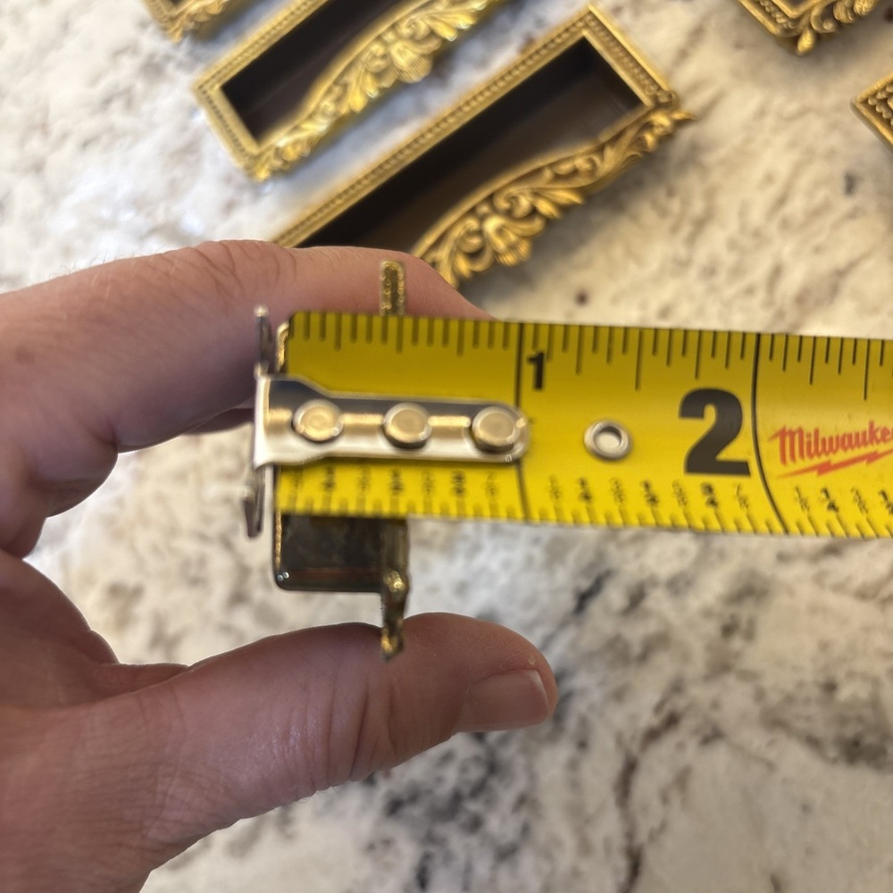 8 VTG Vcr Italy Brass Label Holder Drawer Pull French Provincial Rococo Hardware - Picture 9 of 16